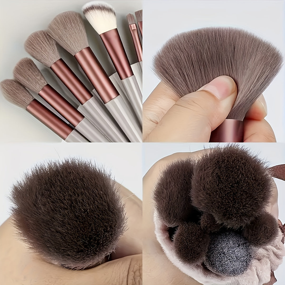 13pcs Nylon Bristle Makeup Brush Set with ABS Handle, Allergy-Free, Unscented, Multi-Use for Foundation, Eyebrow, Concealer, Eyeshadow, Travel & Daily Makeup, Includes Storage Bag